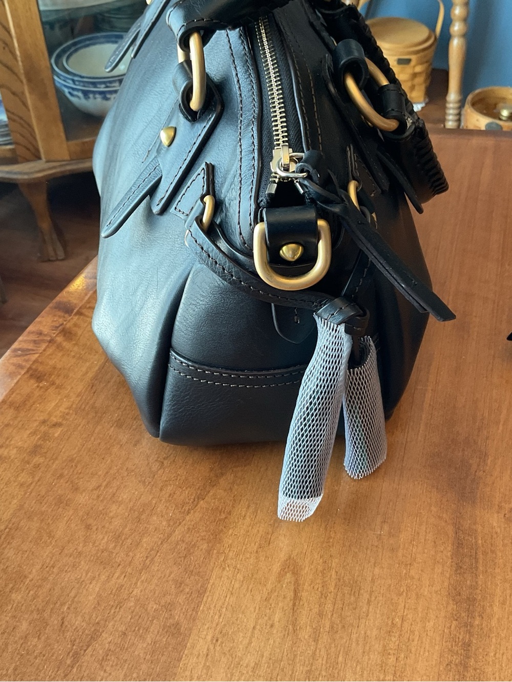 Dooney & Bourke Black Florentine Leather Mail Satchel with Wallet - Picture 4 of 16